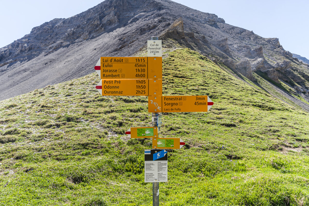 Signpost at Col de Fenestral
